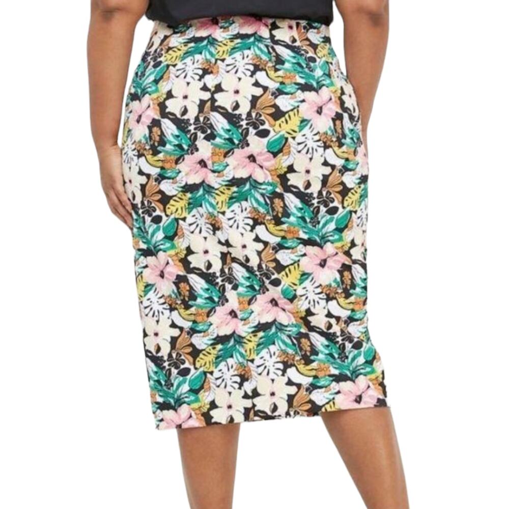 New Lane Bryant Scuba Floral Print Pencil Skirt Career Workwear Business Sz‎ 24